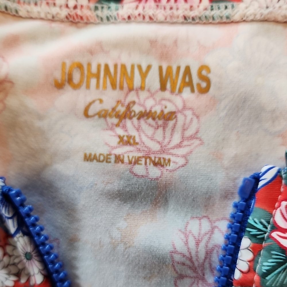 Johnny Was Pink and Purple Graphic Bodysuit Swimwear - Picture 2 of 4